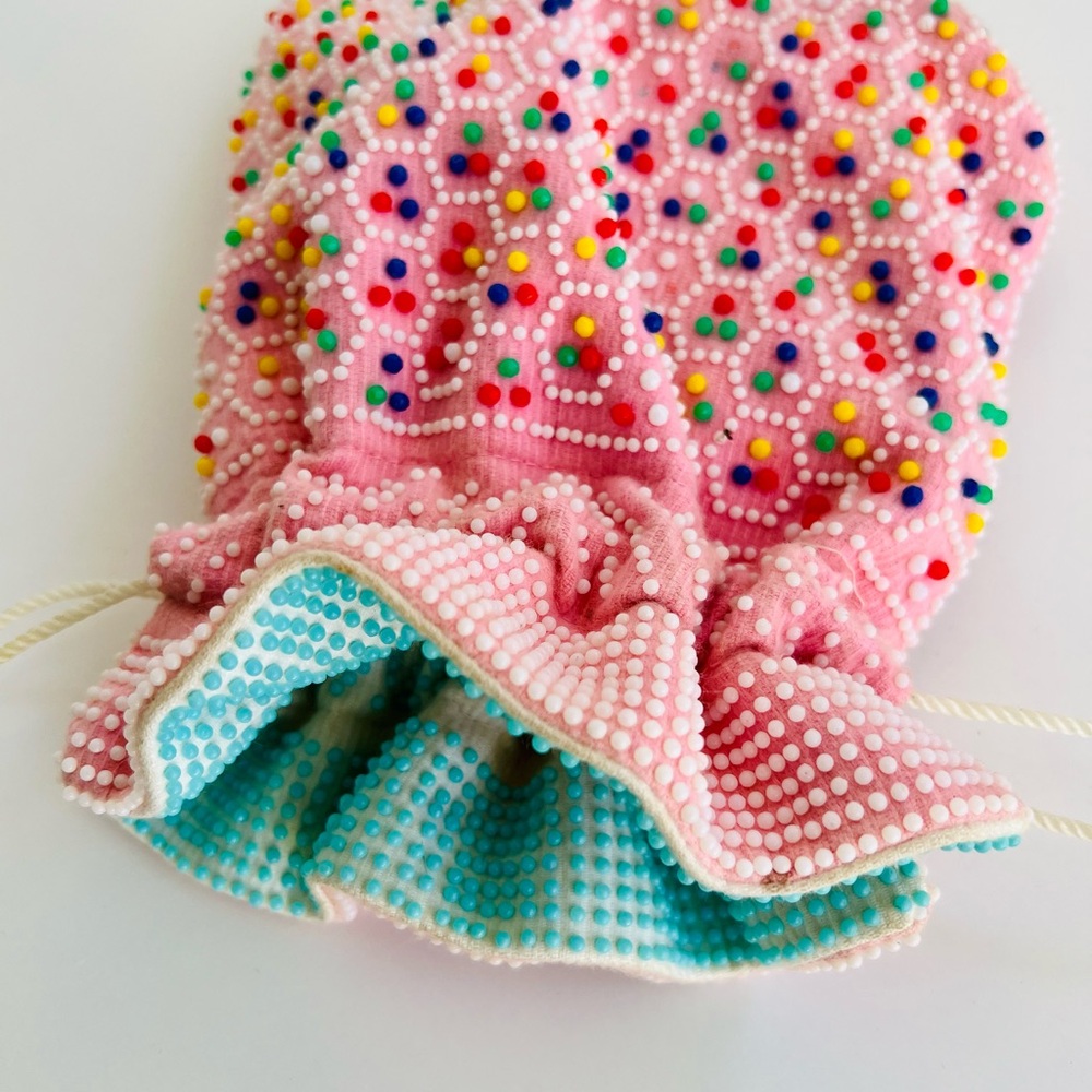 Colorful Vintage Beaded Drawstring Bag